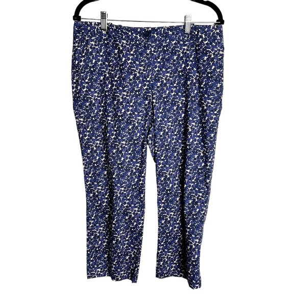Signature - Blue & White Floral Capri Pants - Sz.‎ 8 - Picture 1 of 7